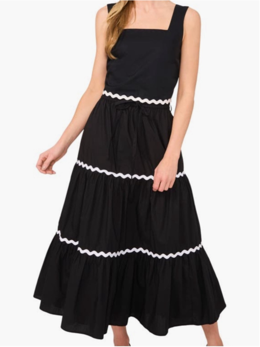 CeCe Cotton Tiered Maxi Skirt Set Large Matching Tank Drawstring Pockets